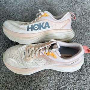 Hoka One One Women's Cream and Peach Athletic Shoes
